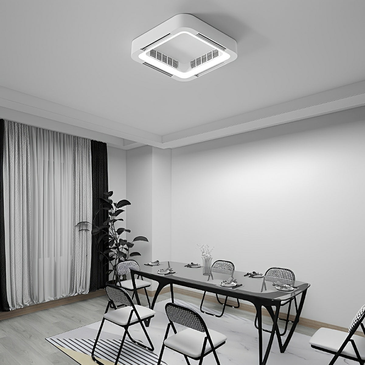 Modern Minimalist Mainless Lighting LED Bladeless Ceiling Fan Light - Flyachilles
