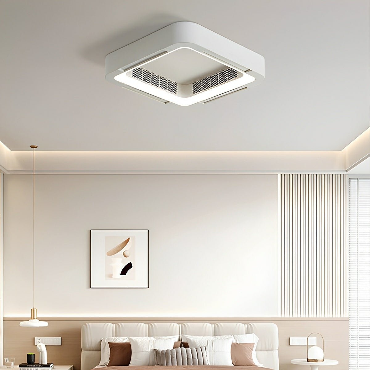 Modern Minimalist Mainless Lighting LED Bladeless Ceiling Fan Light - Flyachilles