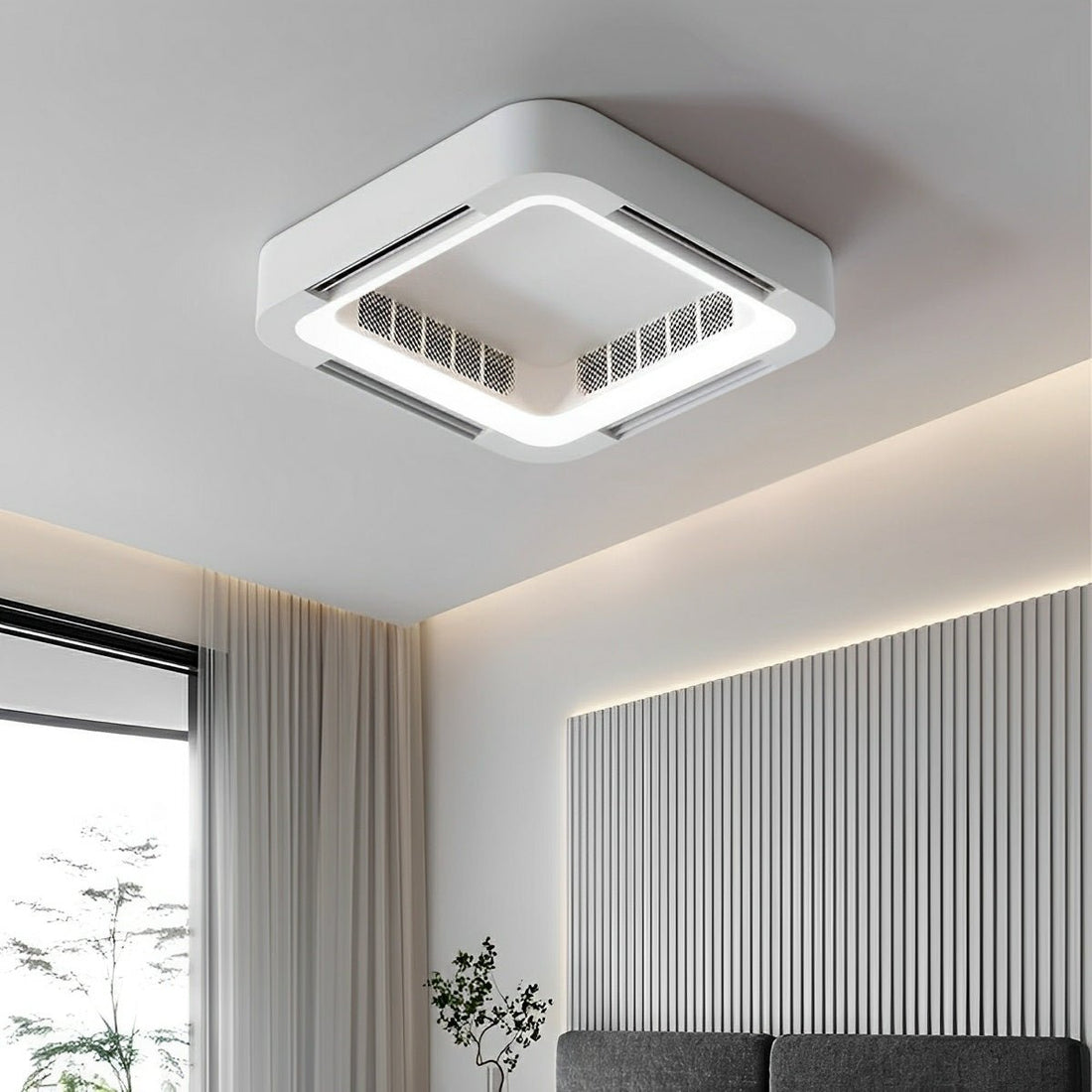 Modern Minimalist Mainless Lighting LED Bladeless Ceiling Fan Light - Flyachilles