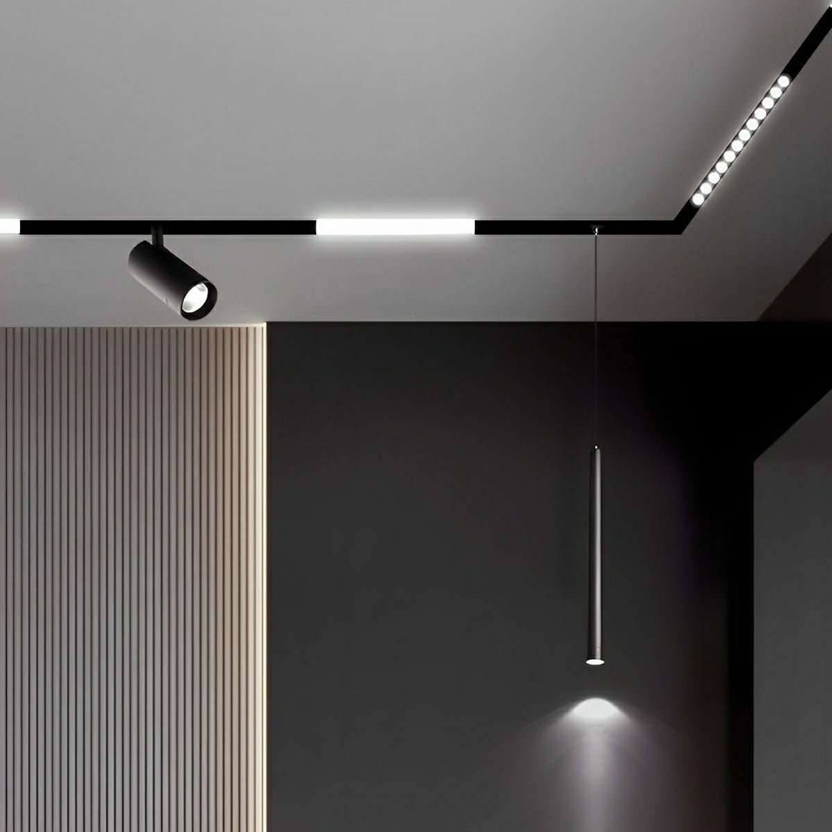 Modern Minimalist Mainless Lighting Magnetic DIY Track LED Recessed Ceiling Light - Flyachilles