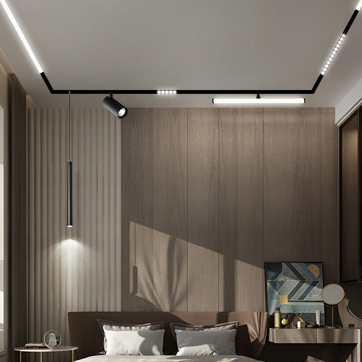 Modern Minimalist Mainless Lighting Magnetic DIY Track LED Recessed Ceiling Light - Flyachilles
