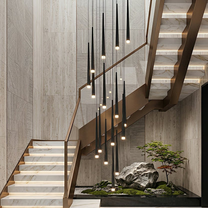 Modern Minimalist Multi - Drop Linear LED Stairs Pendant Lights - Flyachilles