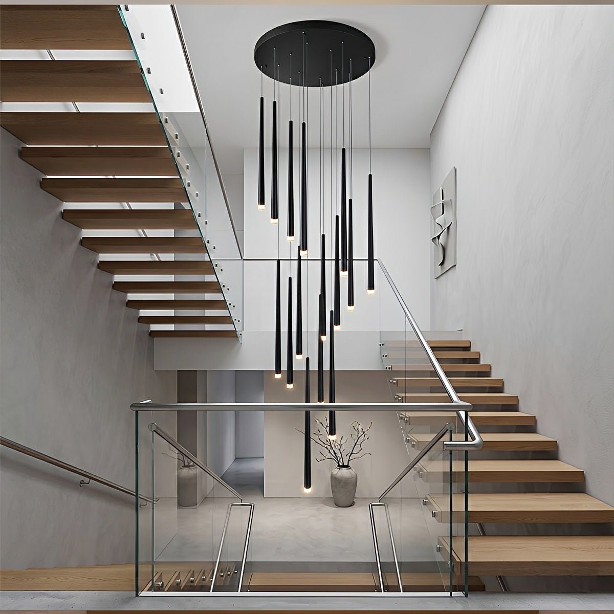 Modern Minimalist Multi - Drop Linear LED Stairs Pendant Lights - Flyachilles