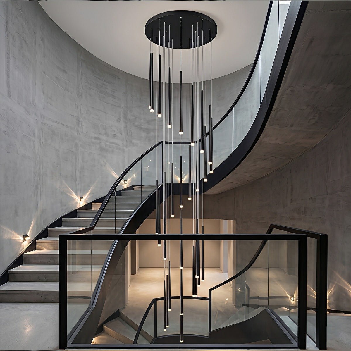 Modern Minimalist Multi - Drop Linear LED Stairs Pendant Lights - Flyachilles