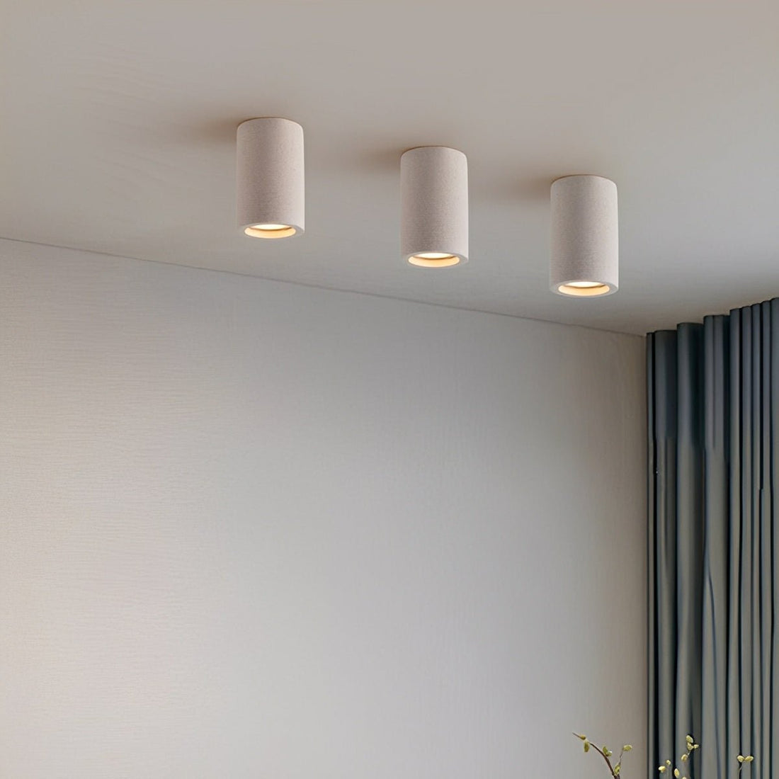 Modern Minimalist Round Cement LED Ceiling Lights Mainless Lighting - Flyachilles