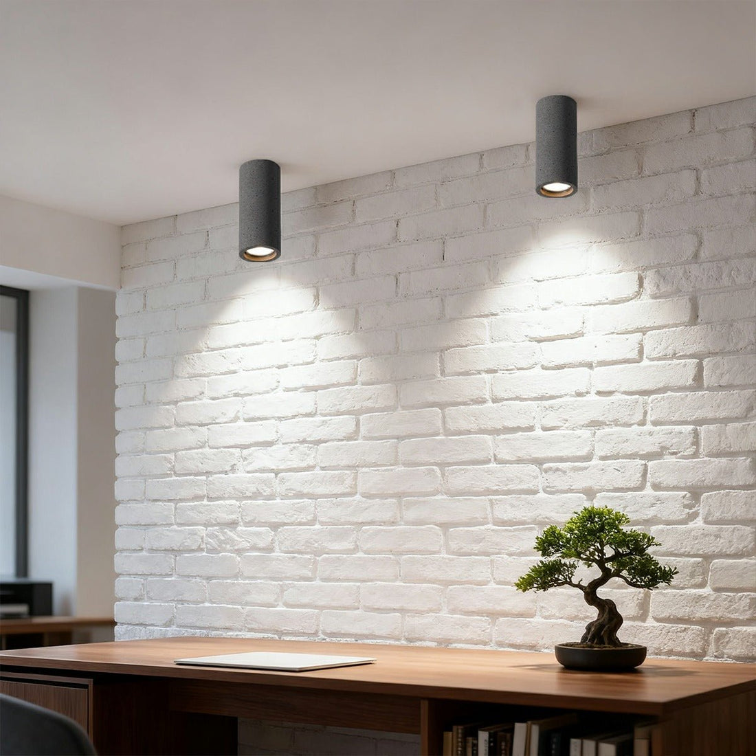 Modern Minimalist Round Concrete LED Ceiling Lights Mainless Lighting - Flyachilles