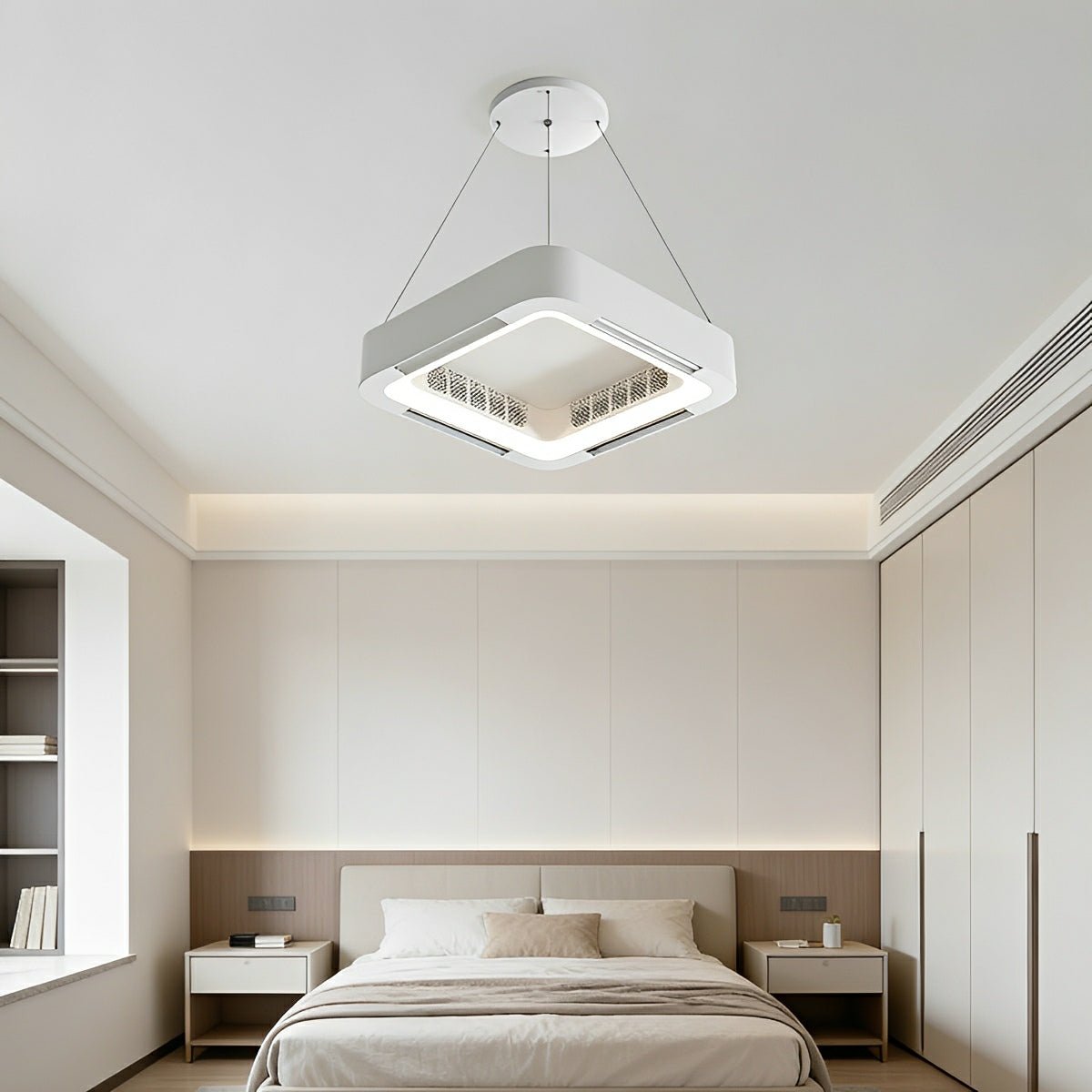 Modern Minimalist Square Mainless Lighting LED Indoor Pendant Fan Lights - Flyachilles