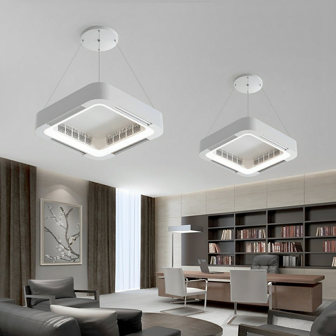 Modern Minimalist Square Mainless Lighting LED Indoor Pendant Fan Lights - Flyachilles
