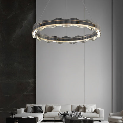 Modern Minimalist Water Wave Round Pendant Light - Flyachilles