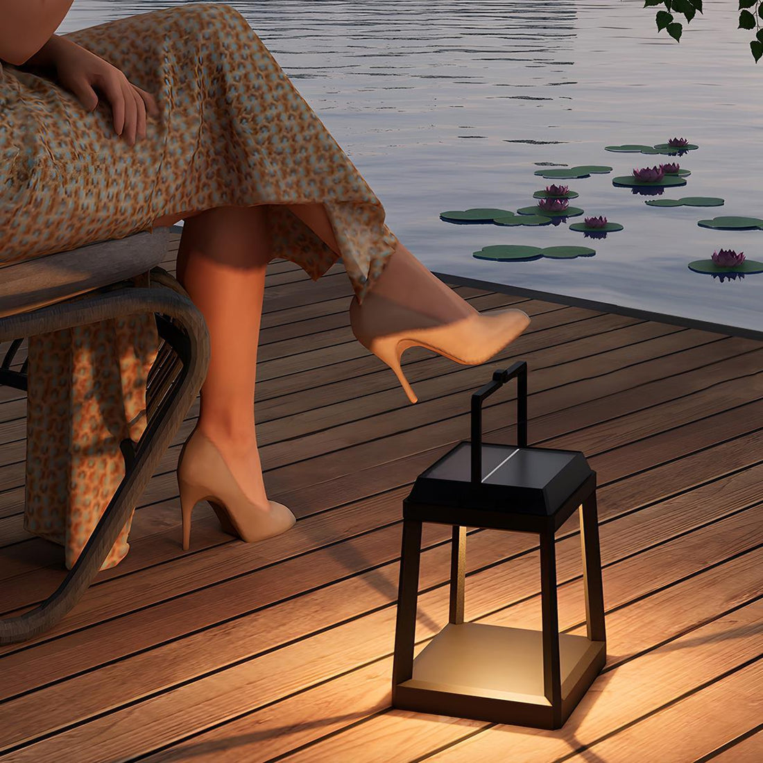 Modern Minimalist Waterproof Solar LED Outdoor Lantern Tabletop Lamp Rechargeable - Flyachilles