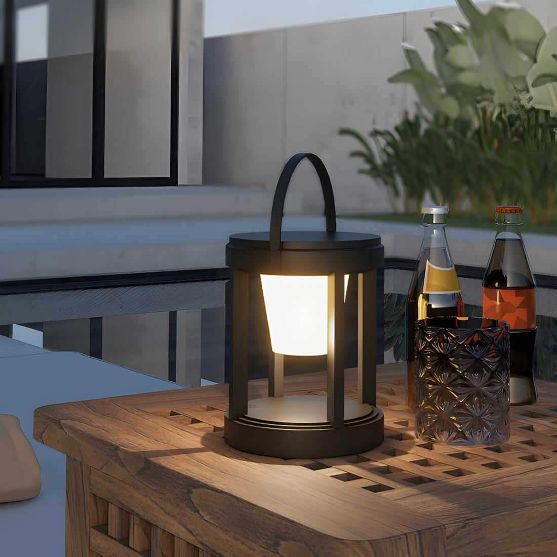 Modern Minimalist Waterproof Solar LED Outdoor Lantern Tabletop Lamp Rechargeable - Flyachilles