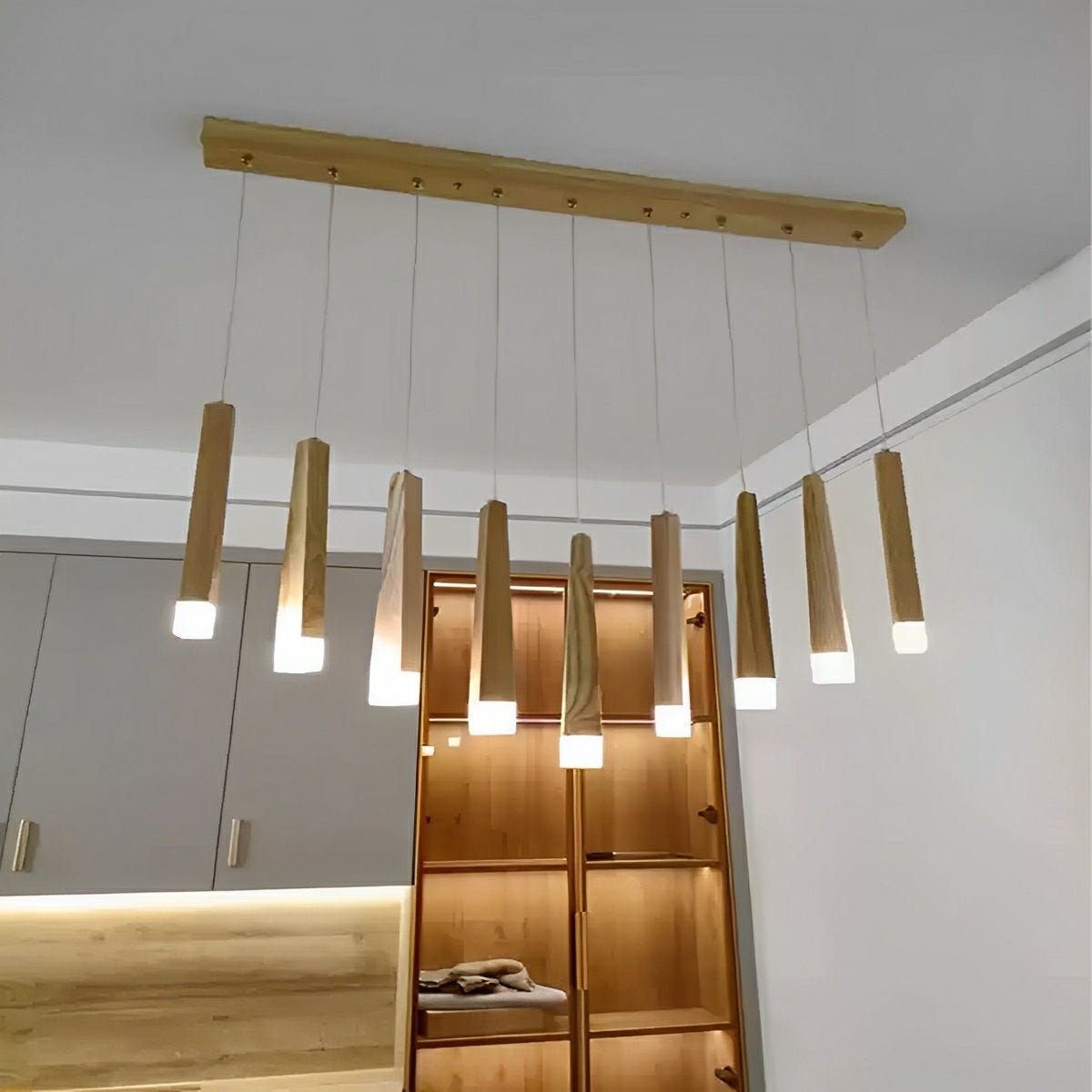 Modern Minimalist Wood Art Firewood Stick Pendant Lights - Flyachilles