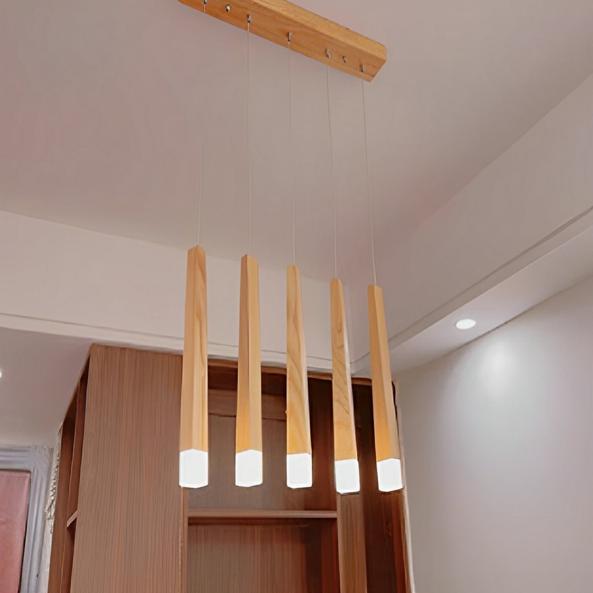 Modern Minimalist Wood Art Firewood Stick Pendant Lights - Flyachilles