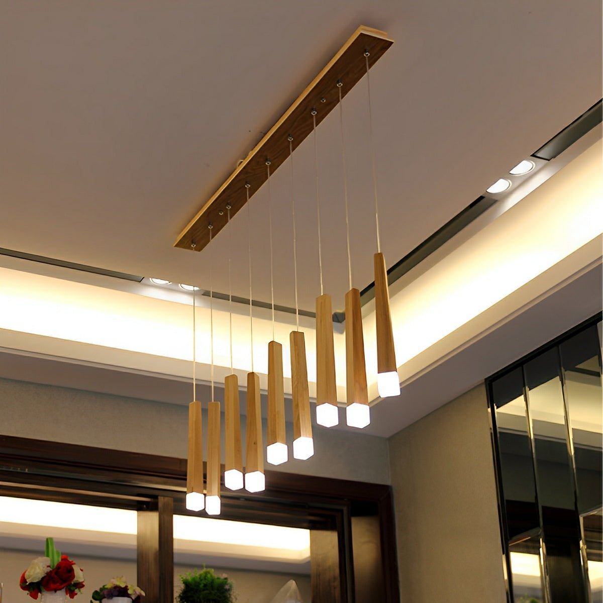 Modern Minimalist Wood Art Firewood Stick Pendant Lights - Flyachilles