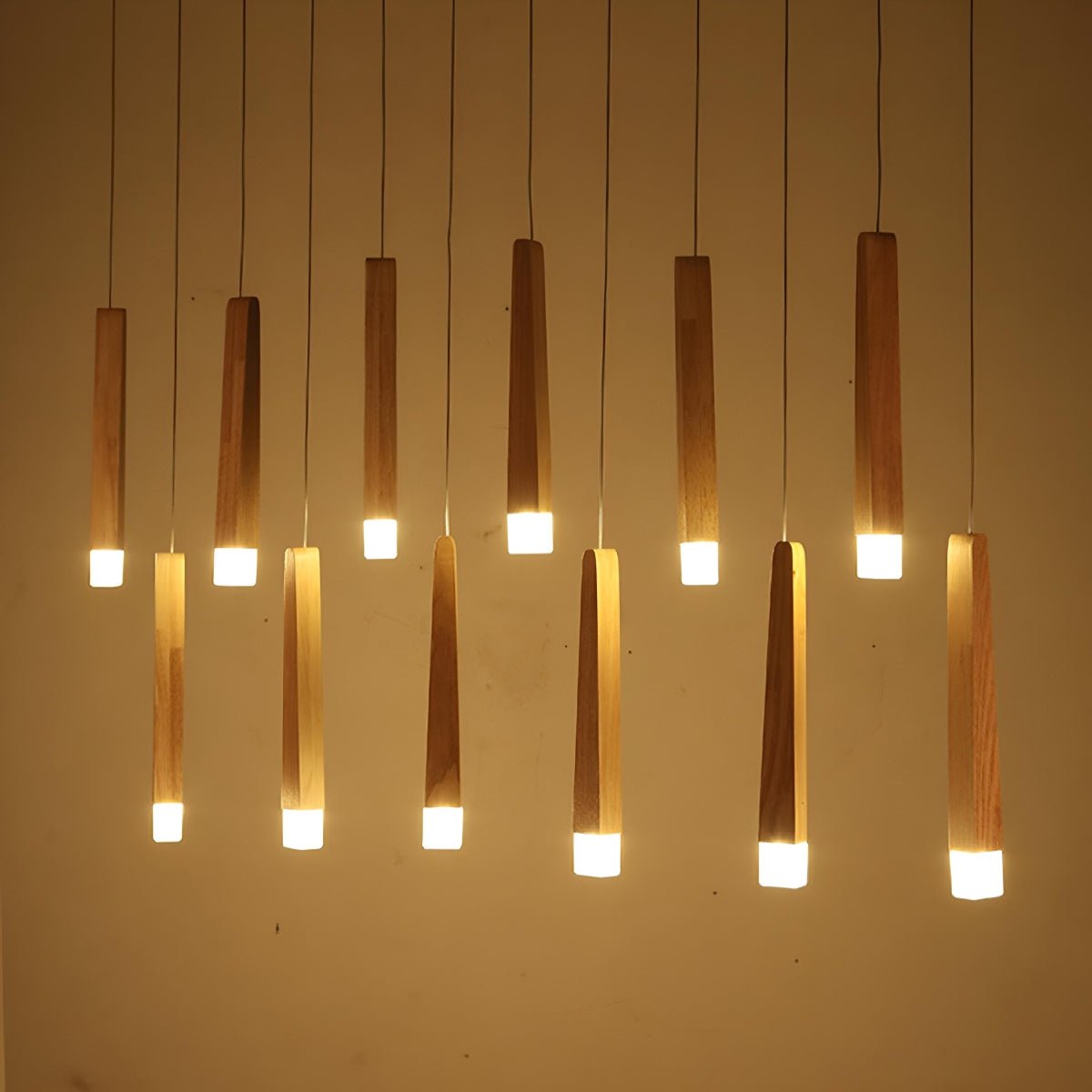 Modern Minimalist Wood Art Firewood Stick Pendant Lights - Flyachilles
