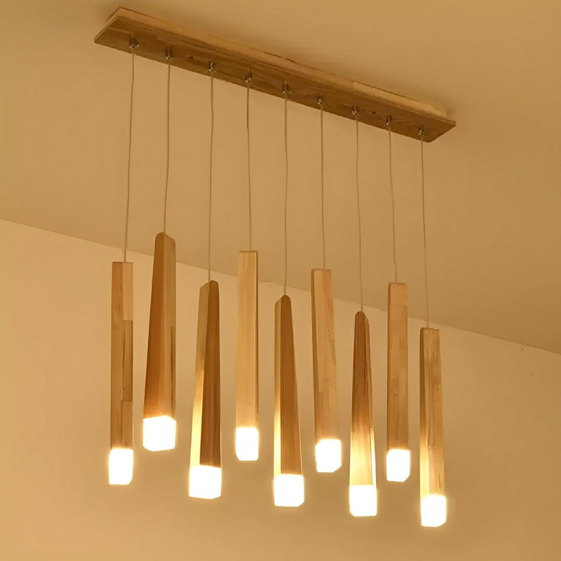 Modern Minimalist Wood Art Firewood Stick Pendant Lights - Flyachilles