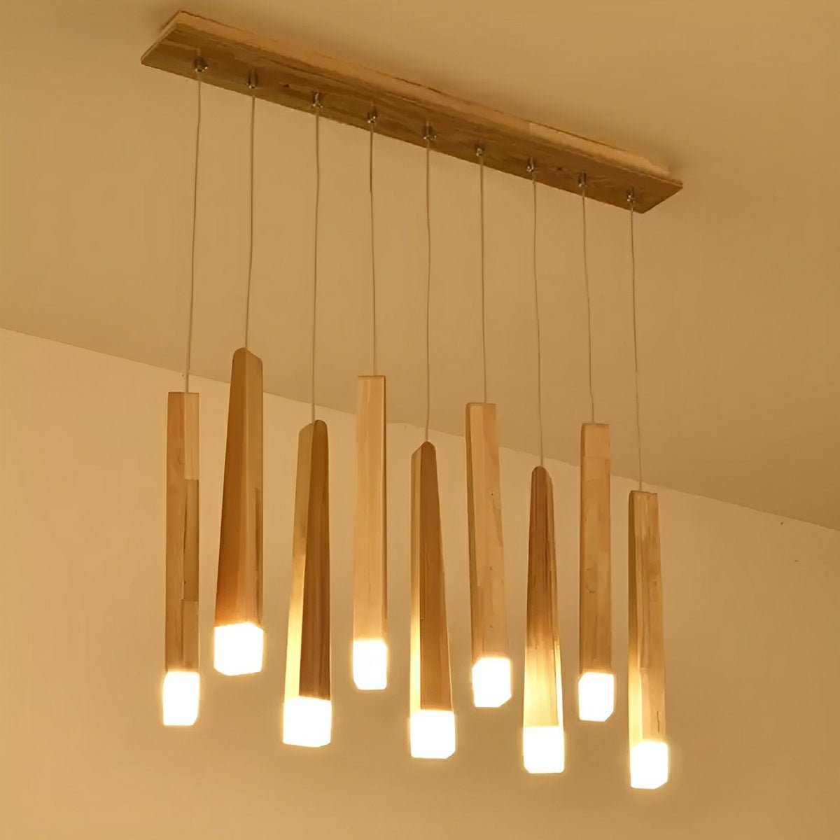 Modern Minimalist Wood Art Firewood Stick Pendant Lights - Flyachilles