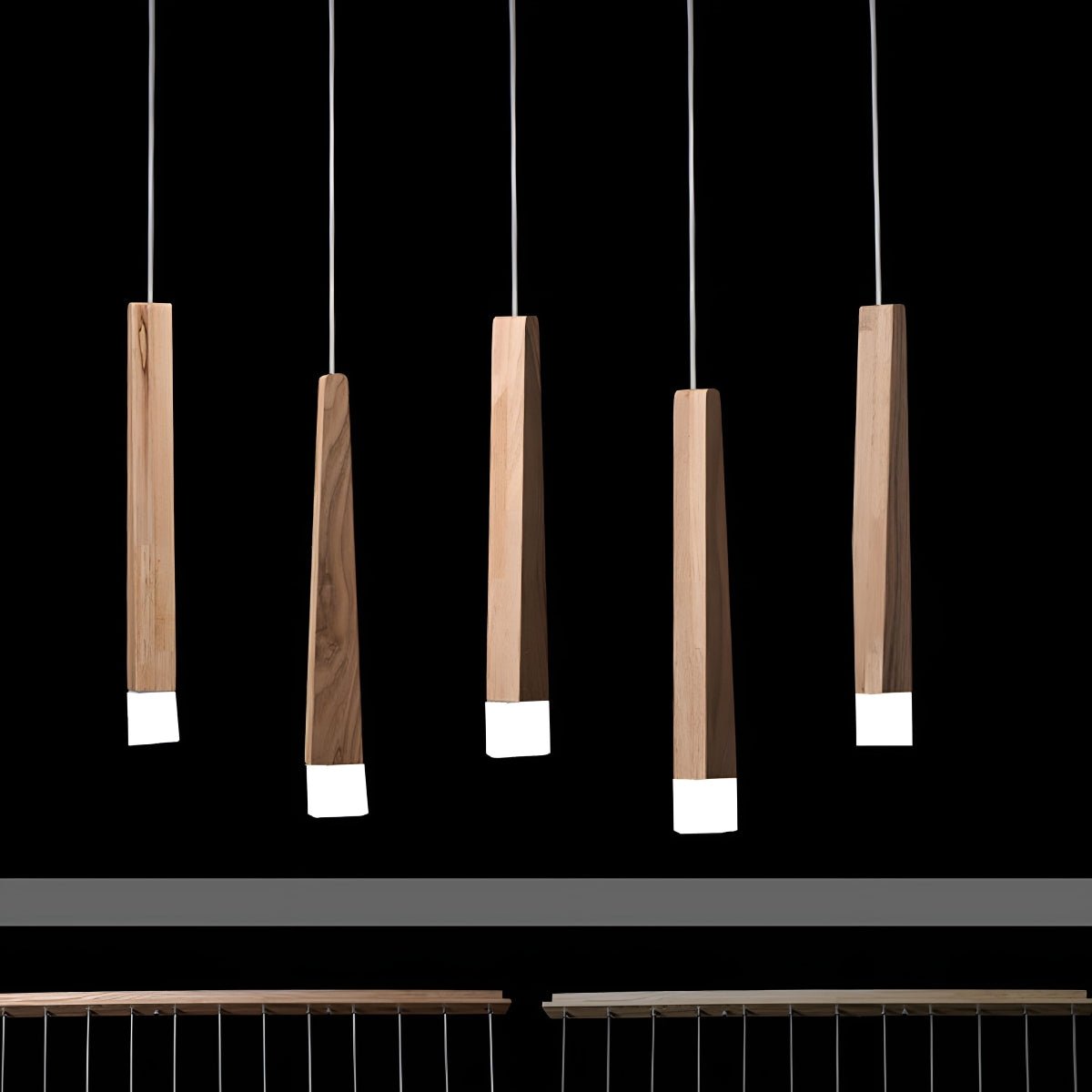 Modern Minimalist Wood Art Firewood Stick Pendant Lights - Flyachilles