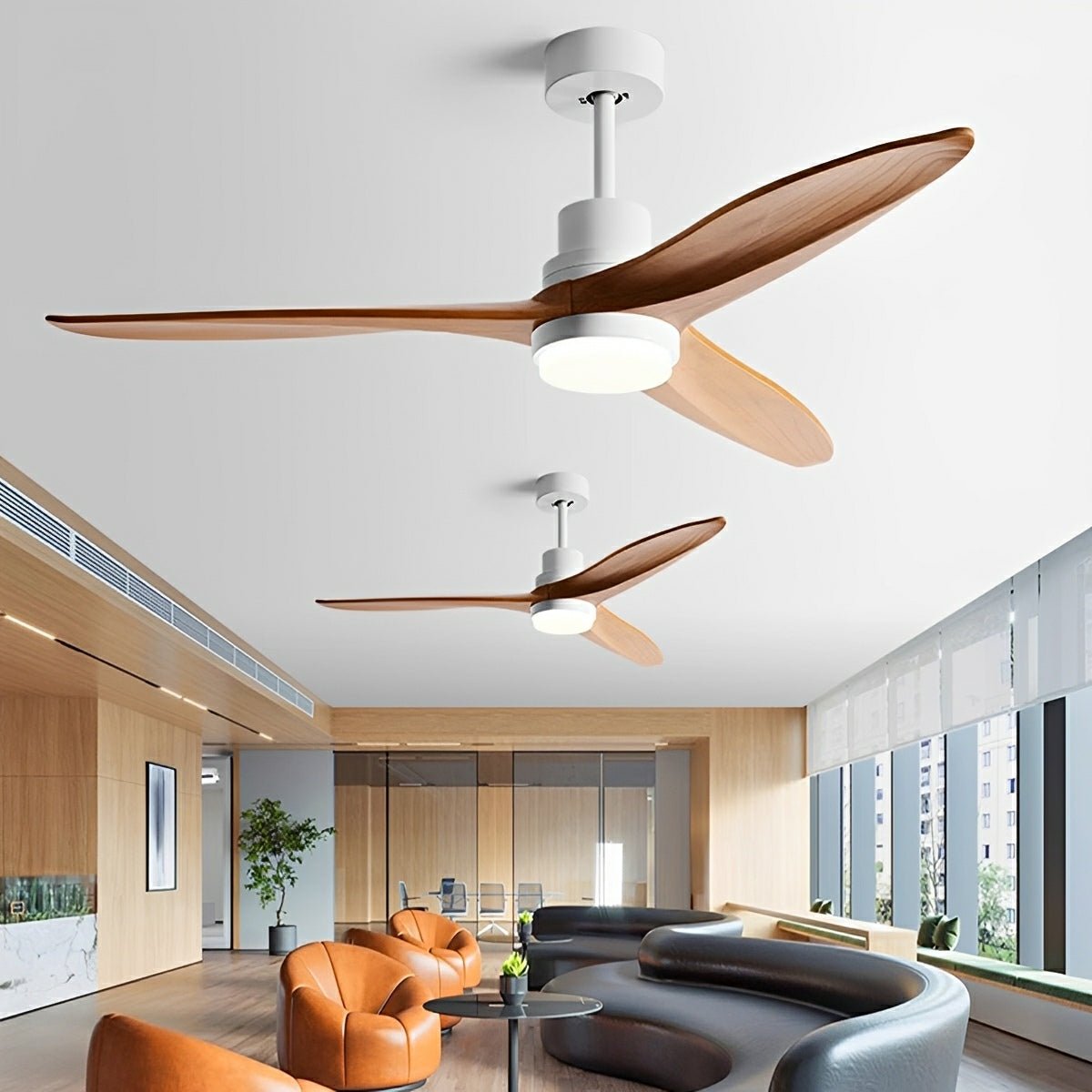 Modern Minimalist Wood DC Motor Reversible Ceiling Fan with Light - Flyachilles