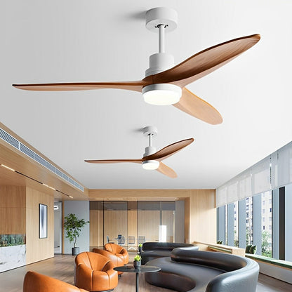Modern Minimalist Wood DC Motor Reversible Ceiling Fan with Light - Flyachilles