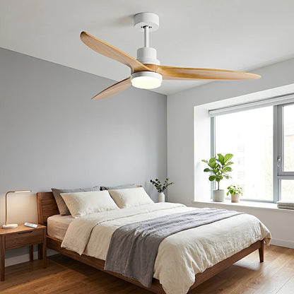 Modern Minimalist Wood DC Motor Reversible Ceiling Fan with Light - Flyachilles