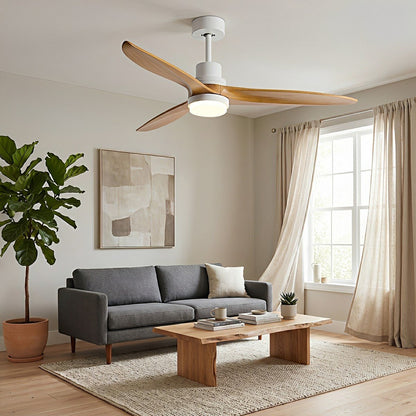 Modern Minimalist Wood DC Motor Reversible Ceiling Fan with Light - Flyachilles