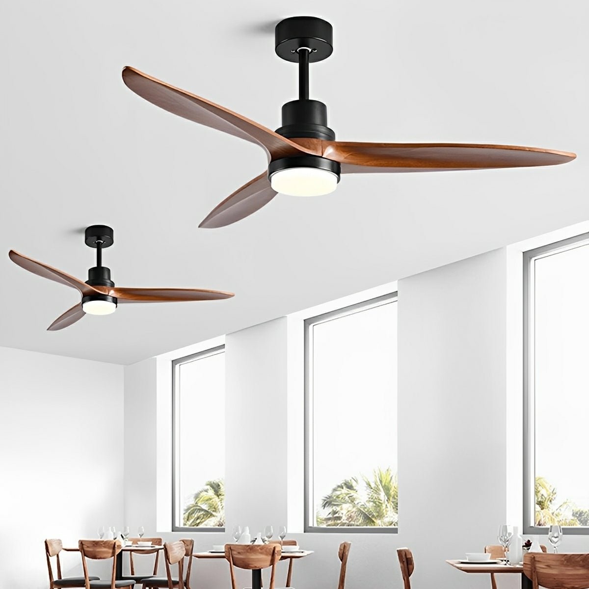 Modern Minimalist Wood DC Motor Reversible Ceiling Fan with Light - Flyachilles