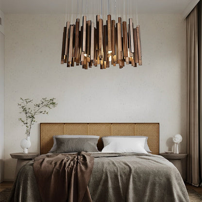 Modern Minimalist Wood Firewood Stick Chandelier Light - Flyachilles