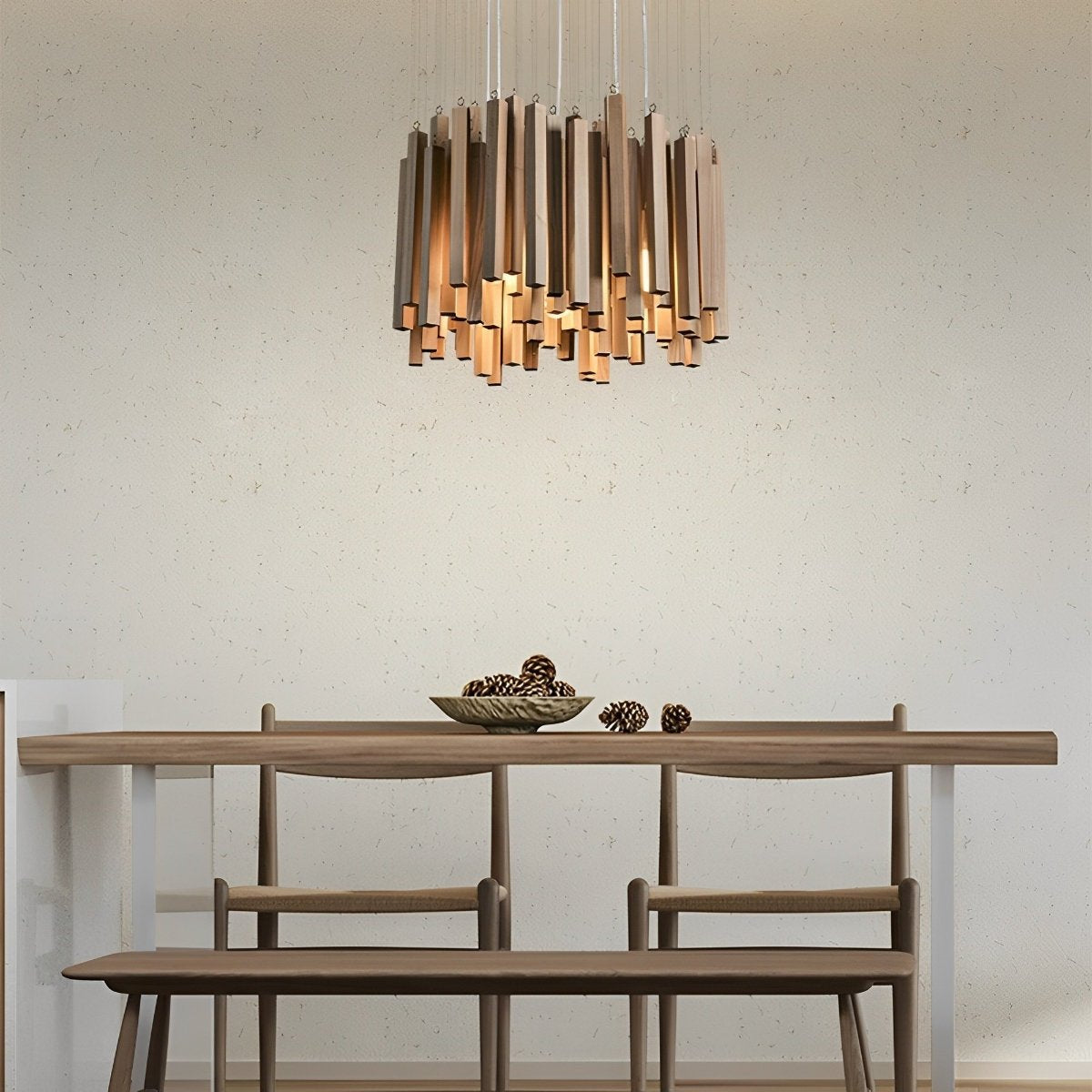 Modern Minimalist Wood Firewood Stick Chandelier Light - Flyachilles