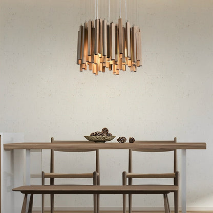 Modern Minimalist Wood Firewood Stick Chandelier Light - Flyachilles