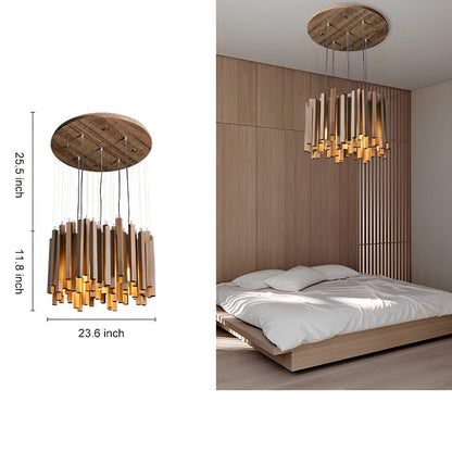 Modern Minimalist Wood Firewood Stick Chandelier Light - Flyachilles