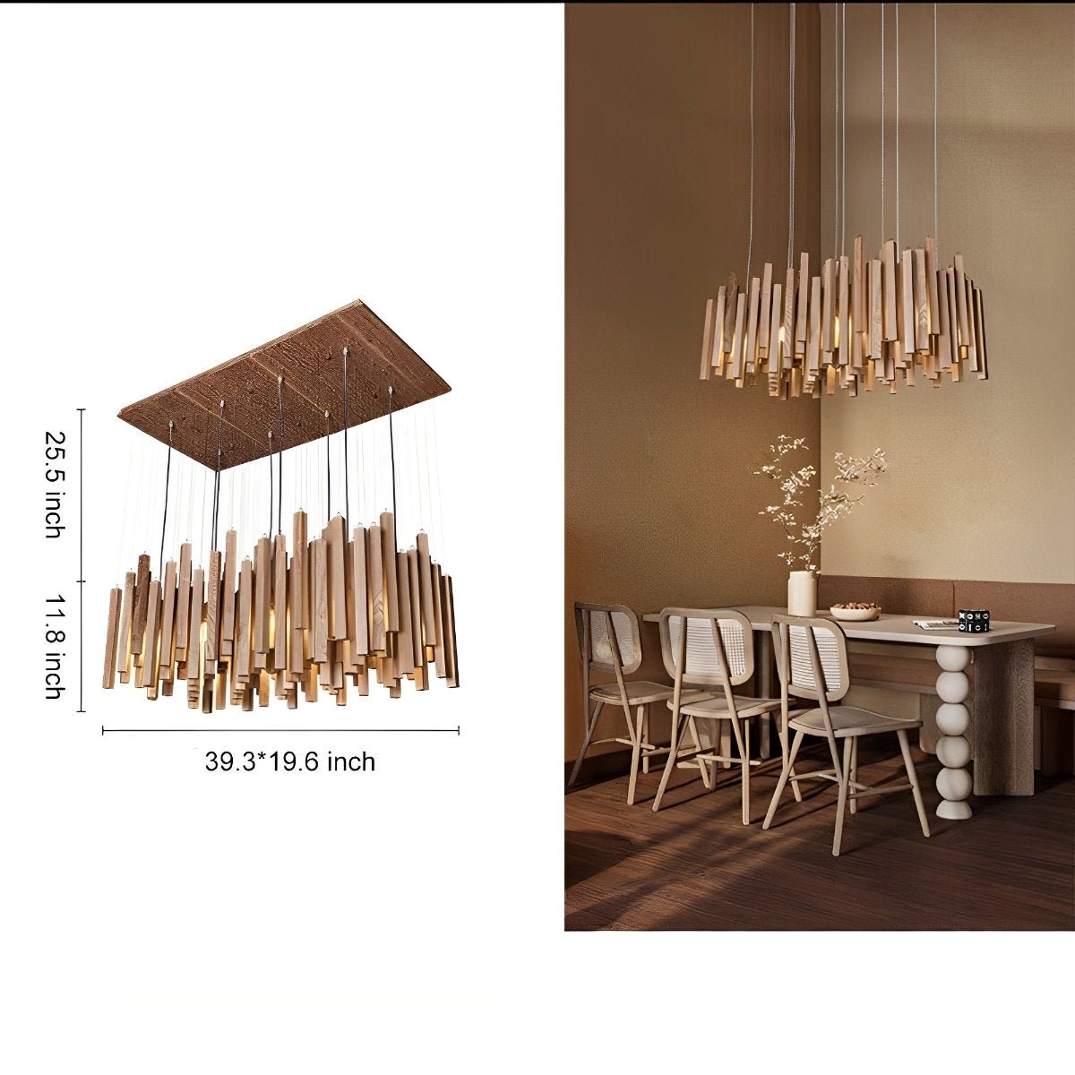 Modern Minimalist Wood Firewood Stick Chandelier Light - Flyachilles