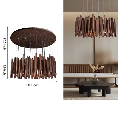 Modern Minimalist Wood Firewood Stick Chandelier Light - Flyachilles