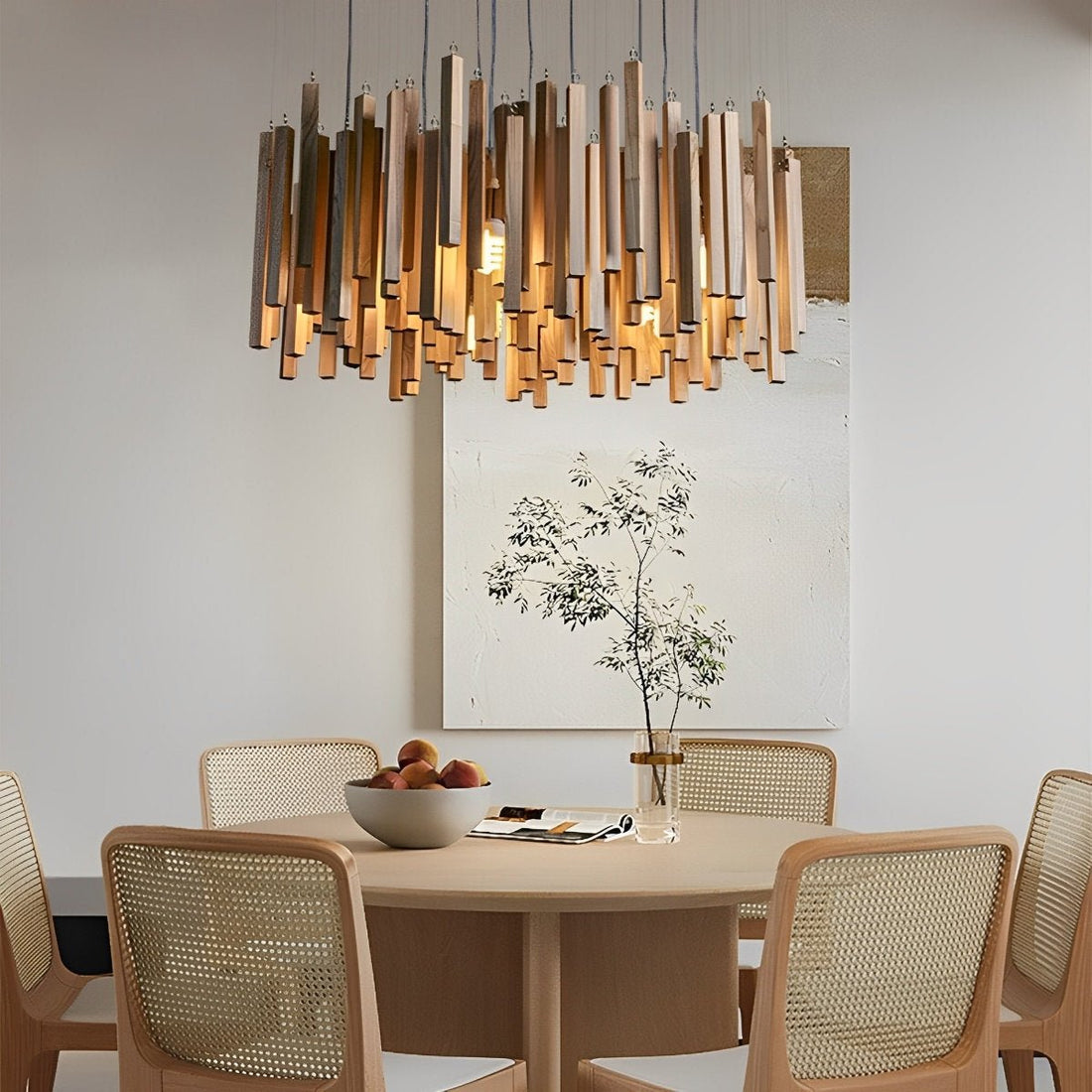 Modern Minimalist Wood Firewood Stick Chandelier Light - Flyachilles