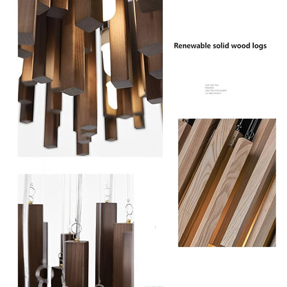 Modern Minimalist Wood Firewood Stick Chandelier Light - Flyachilles