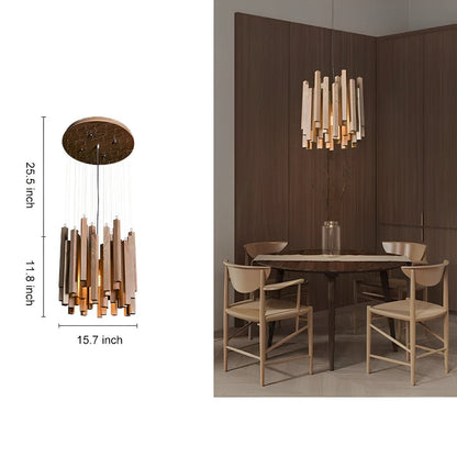 Modern Minimalist Wood Firewood Stick Chandelier Light - Flyachilles