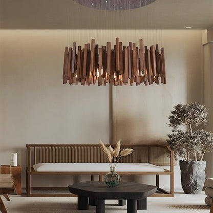 Modern Minimalist Wood Firewood Stick Chandelier Light - Flyachilles