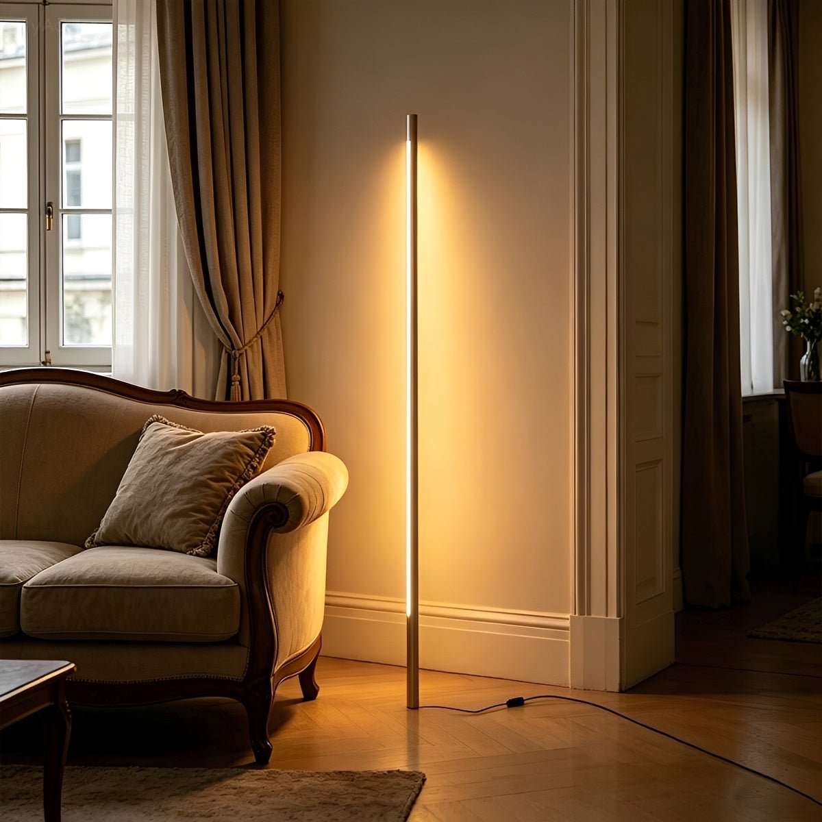 Modern Minimalist Wood LED Linear LED Floor Lamp - Flyachilles