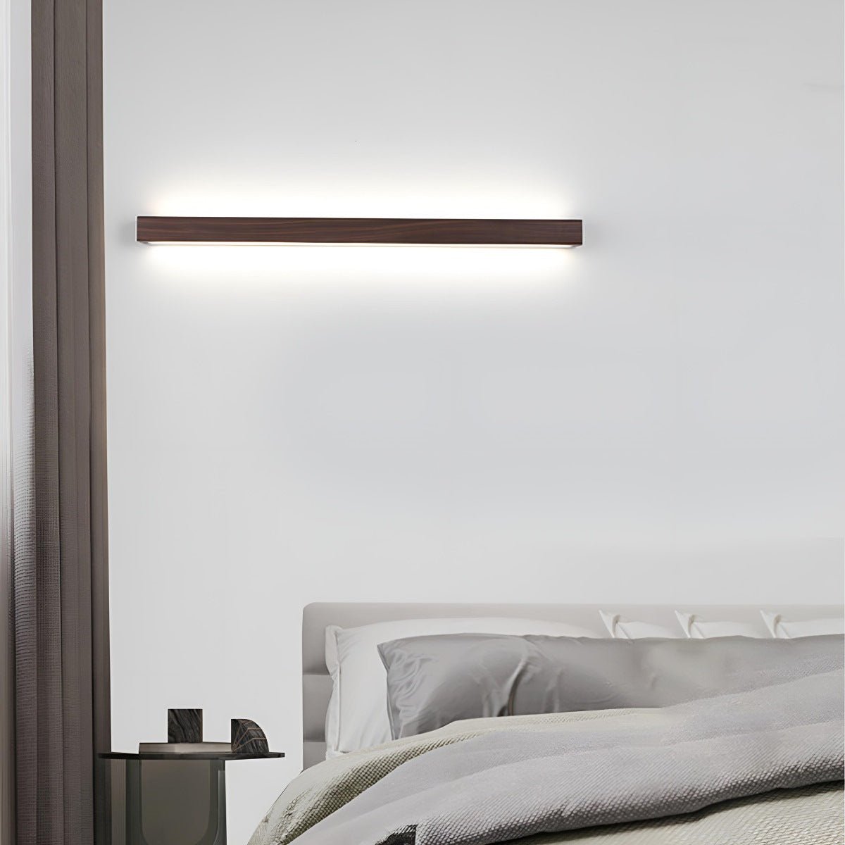 Modern Minimalist Wood Up&amp;Down LED Long Strip Indoor Wall Sconce - Flyachilles