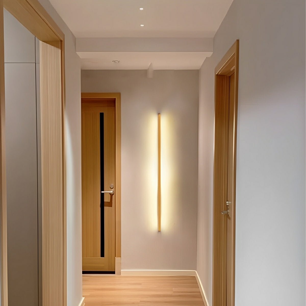 Modern Minimalist Wood Up&amp;Down LED Long Strip Indoor Wall Sconce - Flyachilles