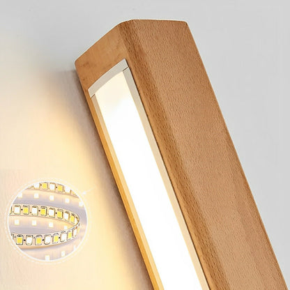 Modern Minimalist Wood Up&amp;Down LED Long Strip Indoor Wall Sconce - Flyachilles