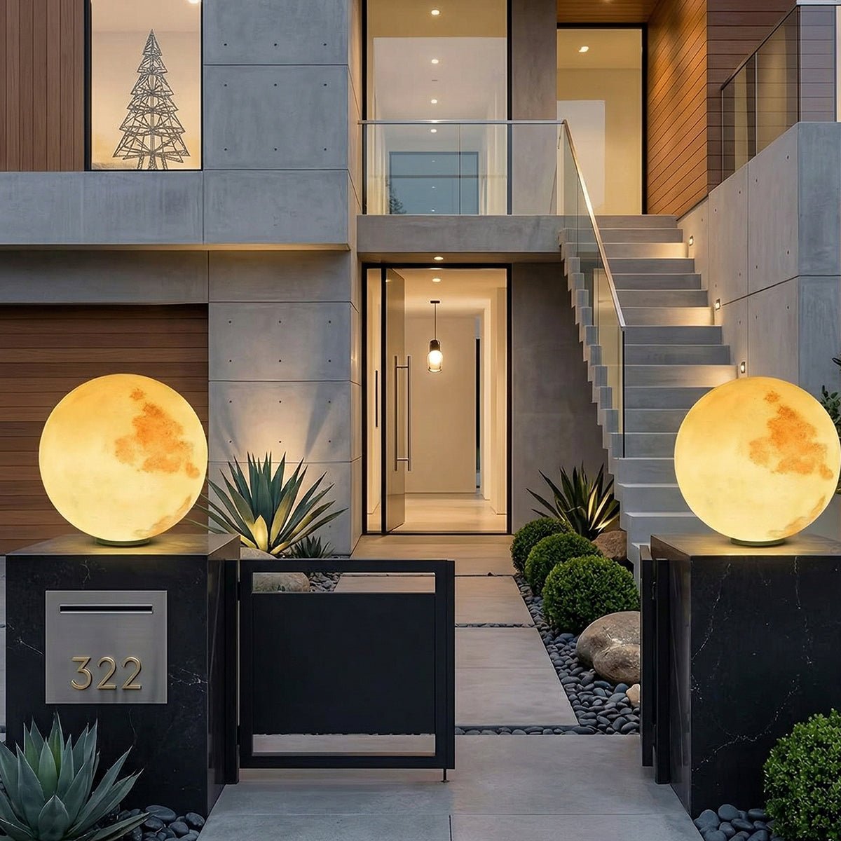 Modern Moon Globe Waterproof LED Fence Post Caps Lights - Flyachilles
