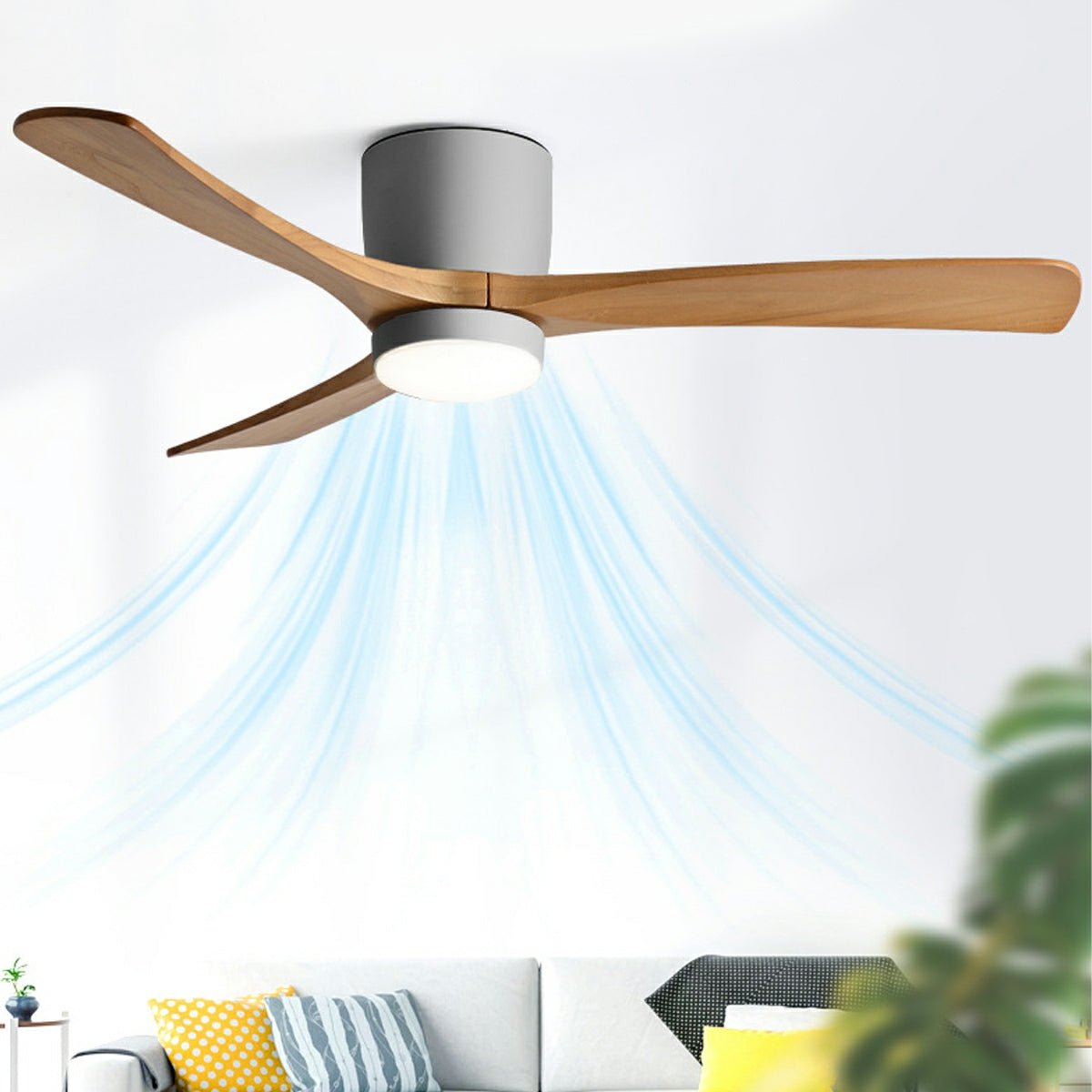 Modern Nordic Minimalist Wood 6 - Speed Inverter Ceiling Fan Light - Flyachilles