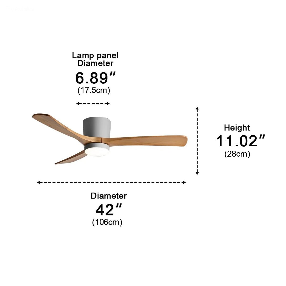 Modern Nordic Minimalist Wood Reverse 6-Speed DC Motor Inverter Ceiling Fan Light - Flyachilles