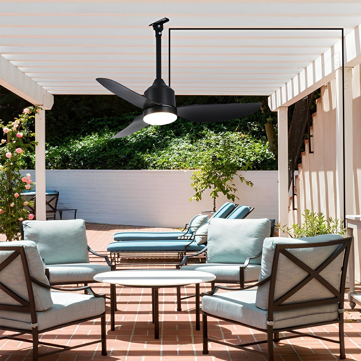 Modern Outdoor Dimmable DC Motor Reverse Frequency Ceiling Fan Light - Flyachilles