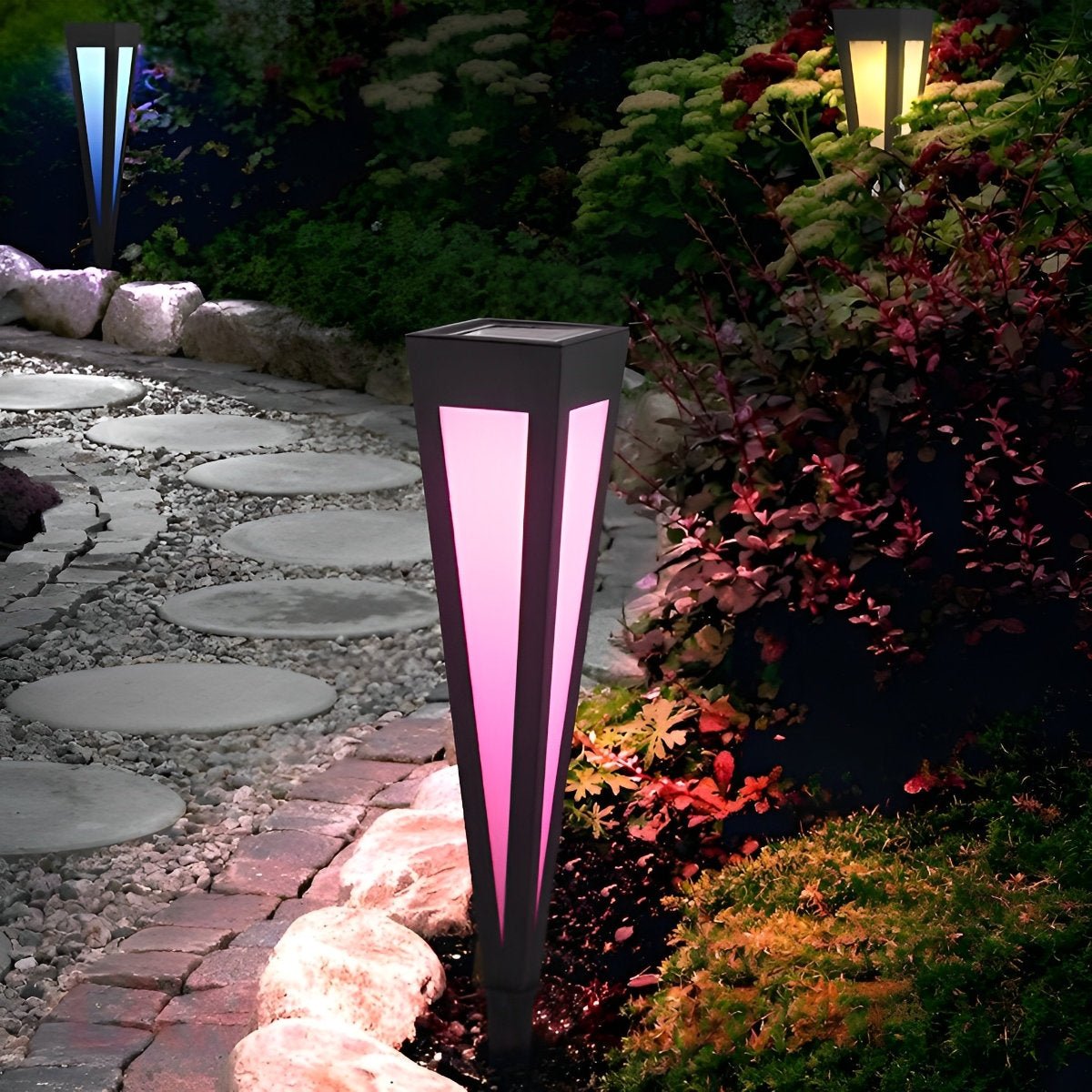 Modern Outdoor Pathway Light LED Waterproof RGB Solar Lights for Path Lawn - Flyachilles