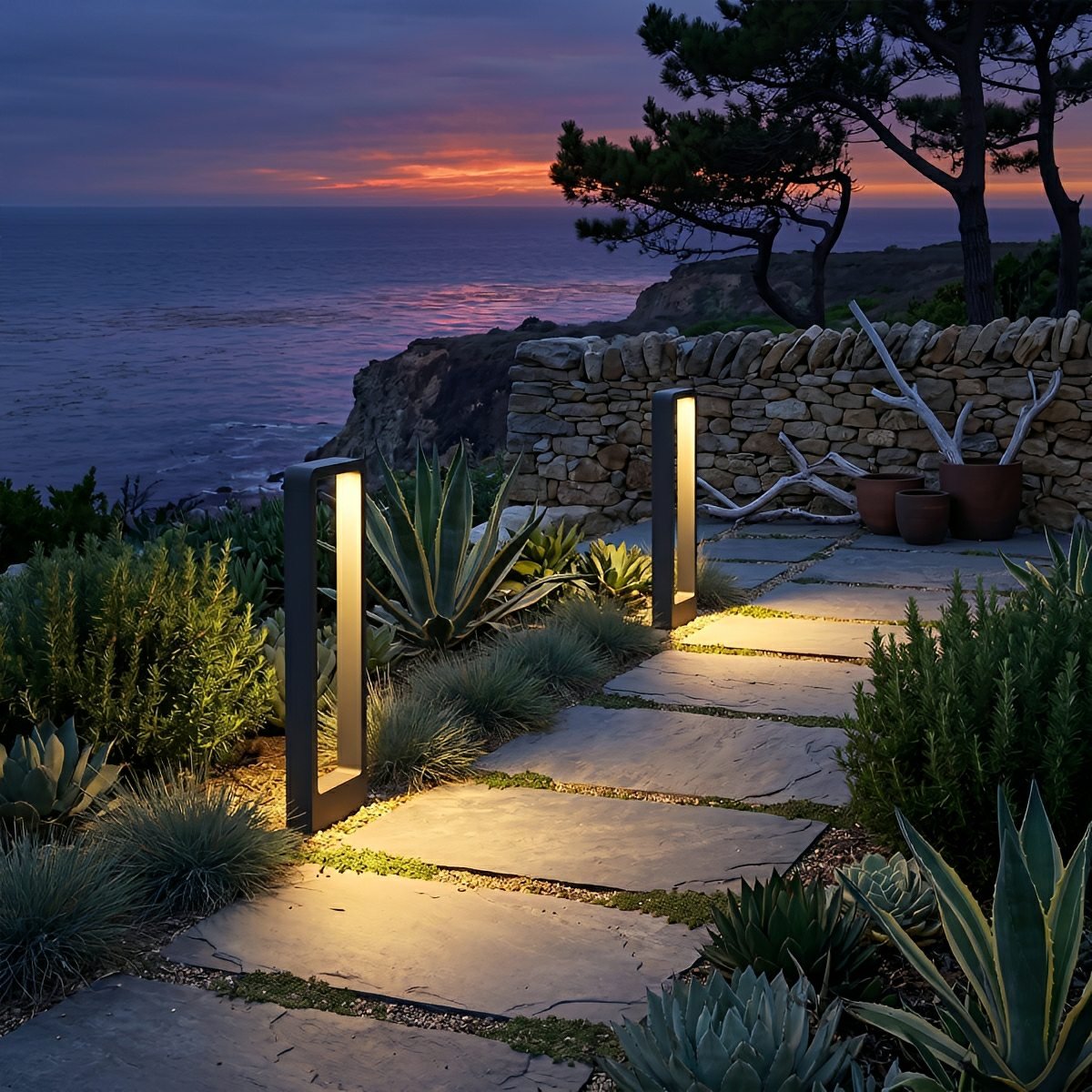 Modern Rectangular Frame Waterproof Outdoor Bollard Parth Light - Flyachilles