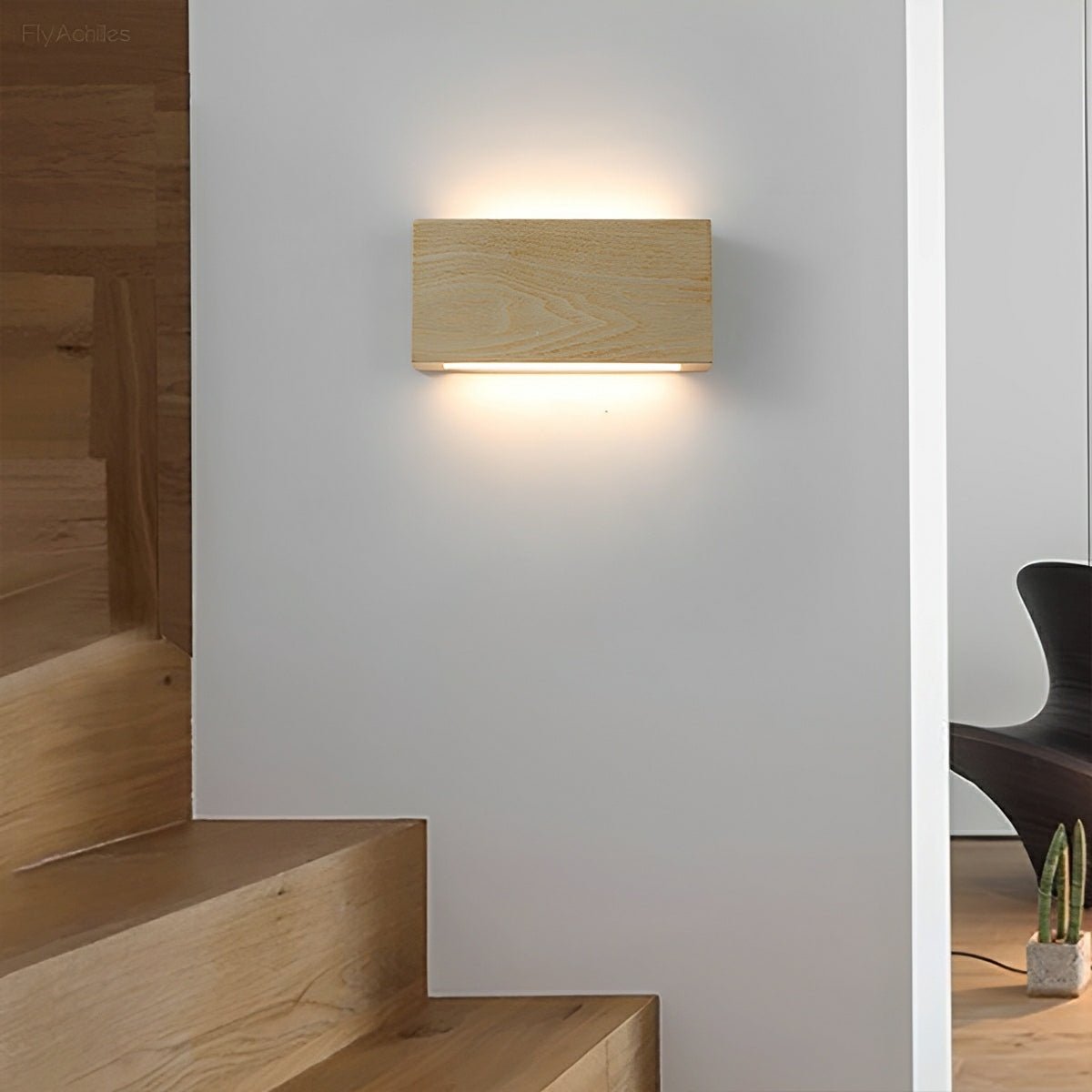 Modern Rectangular Wood Touch Dimming LED Wall Sconce - Flyachilles