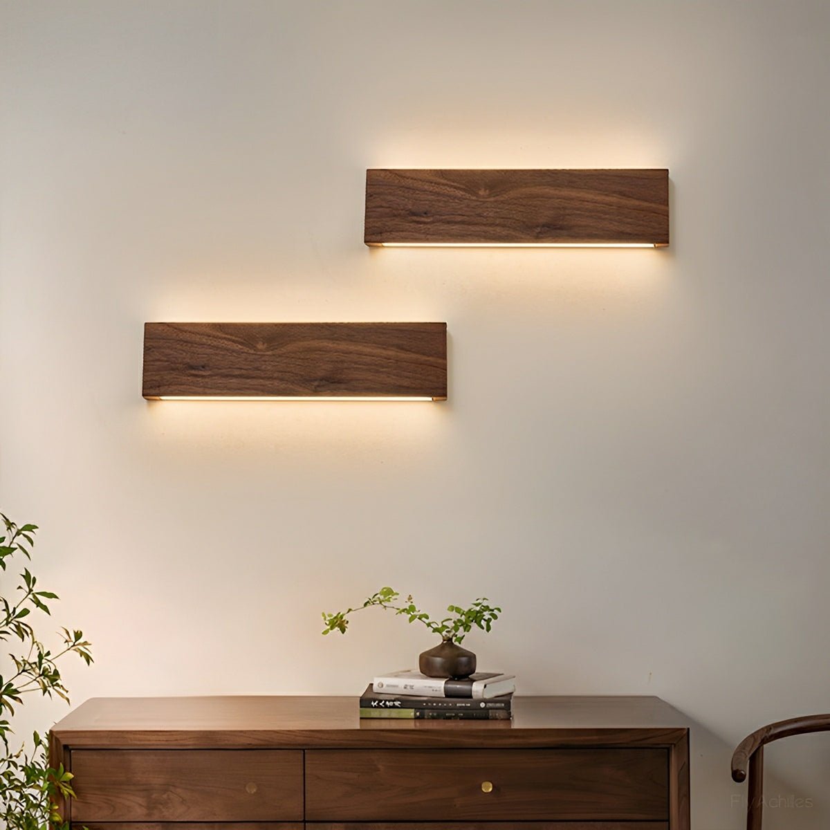 Modern Rectangular Wood Touch Dimming LED Wall Sconce - Flyachilles