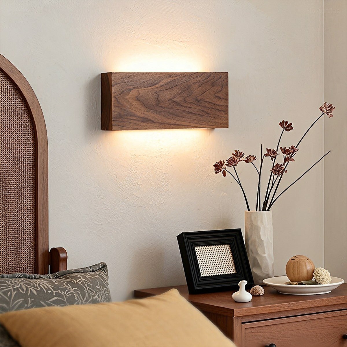 Modern Rectangular Wood Touch Dimming LED Wall Sconce - Flyachilles
